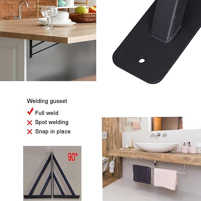 2Pcs Shelf Bracket Countertop Support Brackets 16 Inch Heavy Duty Floating Shelf Bracket Corbels for Countertops, Fireplace Metal Brackets for Shelves Tops Cabinetry Work Bench