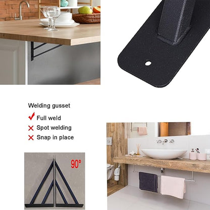 2Pcs Shelf Bracket Countertop Support Brackets 16 Inch Heavy Duty Floating Shelf Bracket Corbels for Countertops, Fireplace Metal Brackets for Shelves Tops Cabinetry Work Bench