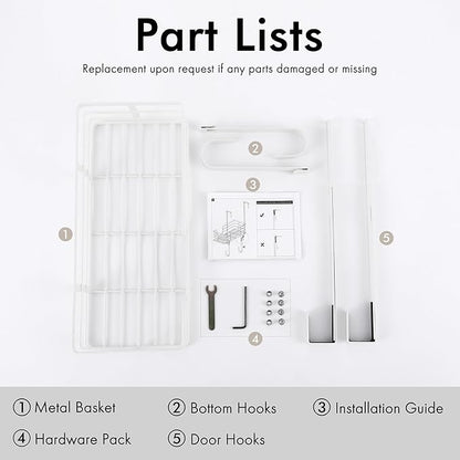 KES Ironing Board Hanger Over The Door, T-Leg Holder, for 1 3/8" Door, Metal Iron Holder White, HIR500A-WH