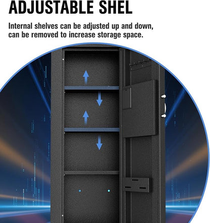 Greenvelly Wall Gun Safe, Hidden Wall Safe with Digital Keypad & Backup Keys, 33" Tall Metal Security Cabinet with Removable Shelves & Alarm System for Firearms, Cash, Jewelry, Documents