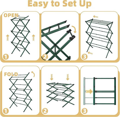 BAKON Clothes-Drying-Rack-Foldable for Small Space, Laundry-Drying Rack Collapsible for Hanging Clothes, Metal Clothing Dry Rack Suit for Indoor & Outdoor, Dorm Room, Apartments, RV, Navy Blue