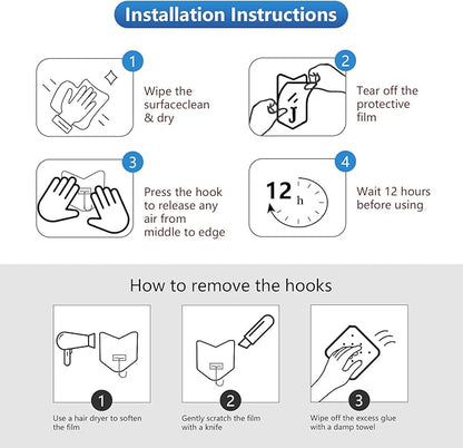 Heavy Duty Adhesive Hooks 18 Pack - Holds 15 lbs, No Drill Stick Plastic Hook Hangers for Hanging Towel Shower Bathroom, Kitchen, Cabinet - Strong Wall Hanger for Ornaments, Apartment Bedroom