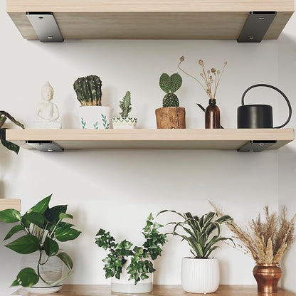 HEART ART Floating Shelf Bracket 10 Inch,2 Pack Heavy Duty Shelf Brackets,L Brackets for Shelves Black,10”L x 1.6”H x1.6”W