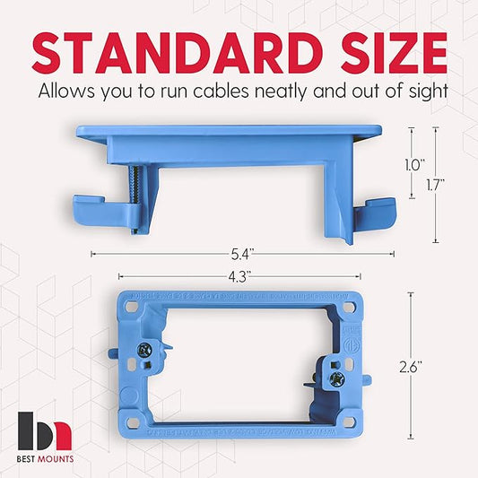BestMounts - 1 Pack Low Voltage Mounting Brackets 1 Gang for Drywall Outlet Cable Pass Through Wall Plates - Cable Wall Plate Bracket for Old Work, Telephone Wires, Network Cable, HDMI, Speaker Wire