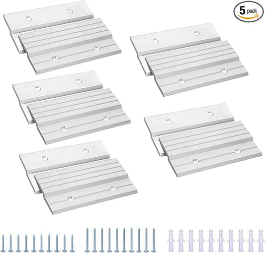 French Cleat Picture Hanger, 4" Aluminum Z Clips Interlocking Picture Cleat Wall Mounting Bracket Hardware Kit for Whiteboard, Panels, Shelf, Artwork, Cabinet, Art Frames (5 Pairs)
