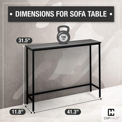 CAPHAUS 41” Classic Console Table for Entryway, Modern Sofa Tableau for Living Room, Industrial Console Mesa, Snack Entrance Table for Hallway, Accent Behind Couch Plant Table, Grey Oak