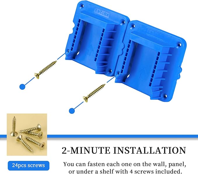 Battery Mount Holder Compatible for Kobalt 24V Max Batteries, Wall Mounts Hanger Fit for KB624-03 KB524-03 KB424-03 KB224-03, Organize Garage/Workshop/Work Truck(6 Pack, w/24 Screws, No Battery)