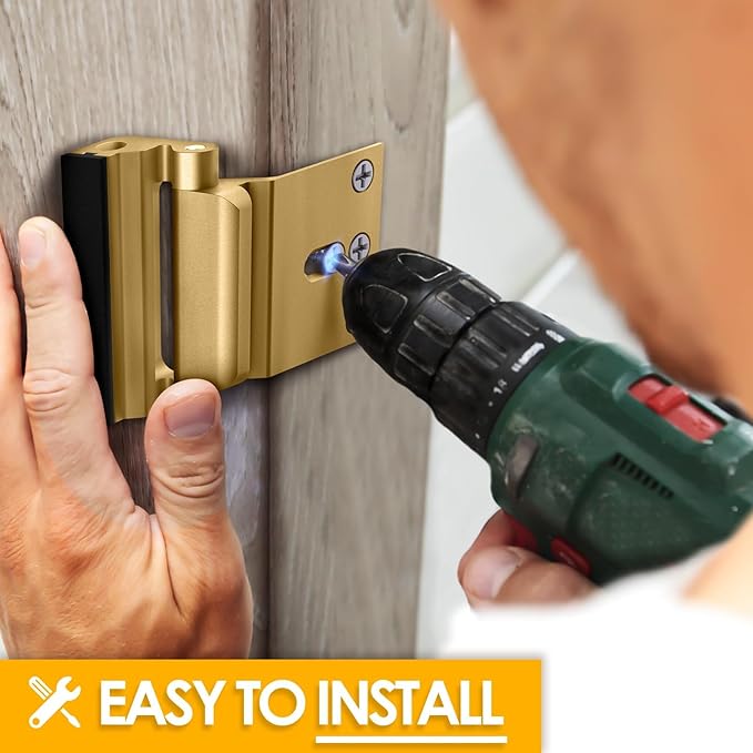Home Security Door Reinforcement Lock – Heavy-Duty Metal Door Lock for Front Door, Childproof Safety Latch for Kids Safety, Extra Flip Top Lock Withstands 800 lbs, Interior Deadbolt Guard Home Safety