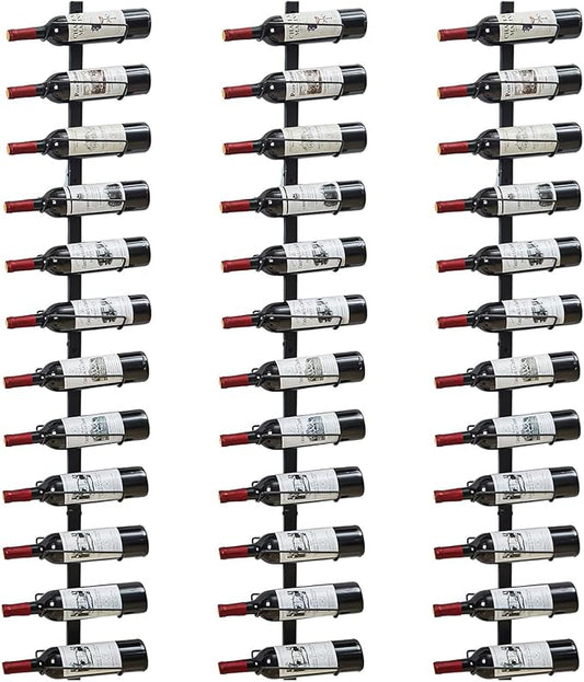 Sonyabecca 3 Pack 12 Bottle Wall Wine Rack, DIY Wine Rack Wall Mounted, Wall Mounted Wine Rack,Display Holder Used as One or Four, for Kitchen, Dining Room, Bar, Wine Cellar
