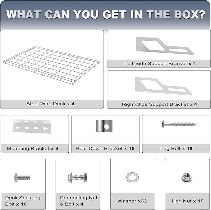 The Atlas 2-Pack 2x6 ft Garage Wall Shelves, 800lbs Heavy Duty Garage Shelving Wall Mounted, 24"x72" Metal Floating Shelf Storage Rack, White