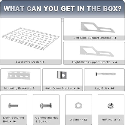 The Atlas 2-Pack 2x6 ft Garage Wall Shelves, 800lbs Heavy Duty Garage Shelving Wall Mounted, 24"x72" Metal Floating Shelf Storage Rack, White
