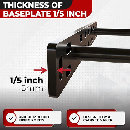 Set of 2 Floating Shelf Brackets 11 inch Multiple Mounting Location Baseplate/Heavy Duty Black Painted Mild Steel Bracket Hidden Wall Shelves Support Hardware Mount Kitchen/Nursery Decor (4 inch Rods)