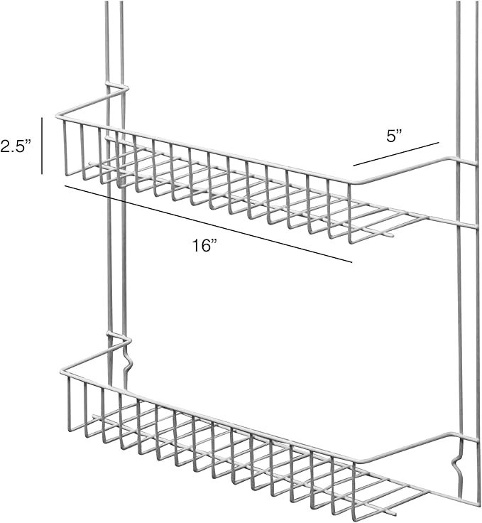 Lavish Home Over The Door Organizer - 6-Tier Adjustable Pantry Shelves and Rack for Kitchen Organization - Organization and Storage (White) (Pack of 2)