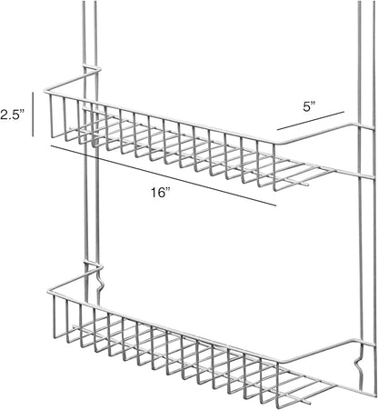 Lavish Home Over The Door Organizer - 6-Tier Adjustable Pantry Shelves and Rack for Kitchen Organization - Organization and Storage (White) (Pack of 2)