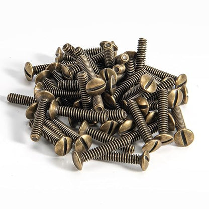 Henne Bery 3/4" Long 6-32 Thread, Oval Head Milled Slot Replacement Wall Plate Screws, 50 Pack, Antique Brass