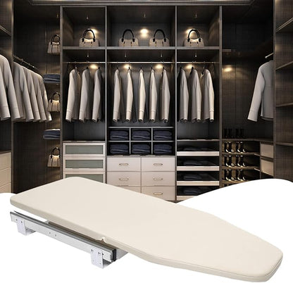 180°Rotation Wall-Mounted Ironing Board Foldable Clothes Ironing Table Pull-Out Stow Away Ironing Board Retractable Small Ironing Storage Station for Home Apartment