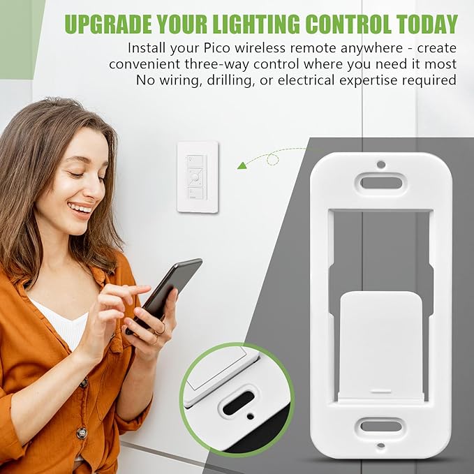 Wallplate Brackets Compatible with Lutron Caseta Pico Remote, No Wires Required, Wall Mounting Kit Compatible with Lutron Smart Switch, 4-Pack ABS