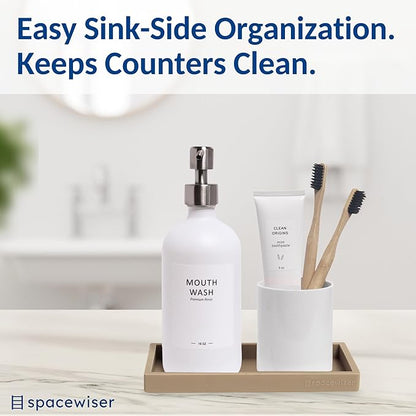 Countertop and Vanity Tray - Small 7.7” Silicone Tray for Soap Dispenser Bottles, Bathroom Trays, Kitchen Sink Trays, Sink Caddy Kitchen Sinks Organizer, Soap Dish & Sponge Holder Mat