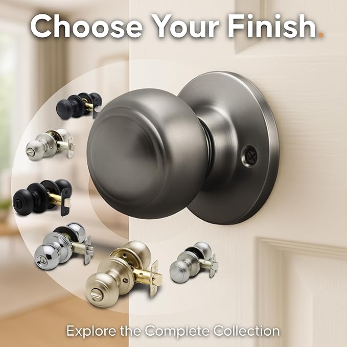 Copper Creek Colonial Passage Interior Door Knob – ANSI Grade-3 Certified, Modern Heavy Duty Handle, Easy Install and Reversible for Bedroom, Bathroom and Closets – Antique Nickel (1 Pack)
