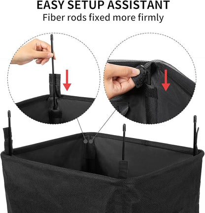 WOWLIVE Large Rolling Laundry Basket Wheels 90L Collapsible Tall Laundry Hamper Handle Foldable Dirty Clothing Basket Fold up Rectangular Hampers for Laundry Dorm Room (Black)