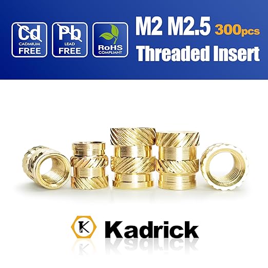 300 Pcs M2 M2.5 Threaded Inserts for Plastic with Heat Set Tips,M2 & M2.5 Heat Set Inserts Kit,Brass Inserts for 3D Pringting