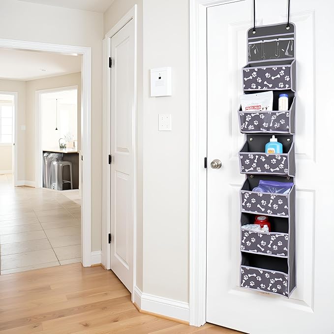 Morezi Dog Over The Door Storage Organizer Toy Leash Organization Great for Collecting pet Toys leashes Clothing Hanging Dog Organizer