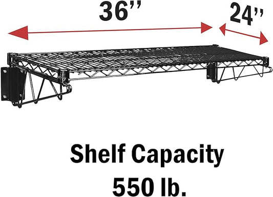 Wall Mount Wire Shelf (Black Epoxy, 24" Deep x 36" Wide)