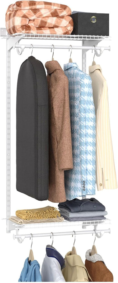 ClosetMaid ShelfTrack Closet Organizer System, Adjustable Double Hang Rod Kit, 2-Feet Wide, White