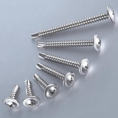 (300 pcs) Wensilon #10×3/4”for Sheet Metal Self-Tapping Screws 410 Stainless Steel Truss Head High-Strength Quick Tapping Screws