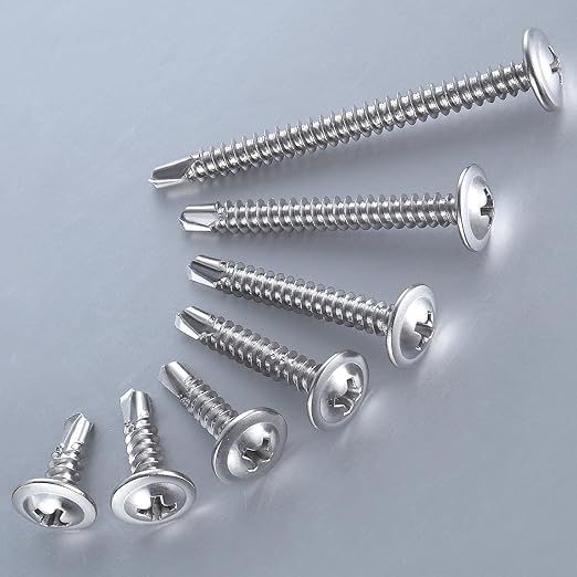 Wensilon（300pcs）#8×5/8”for Sheet Metal Self-Tapping Screws 410 Stainless Steel Truss Head High-Strength Quick Tapping Screws