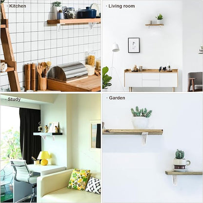 SOGAL Small Shelf Bracket, with 4 Mounting Ways Wall Mounted Shelf Bracket,White Shelf Brackets 3 inch x 4 inch 4Pack
