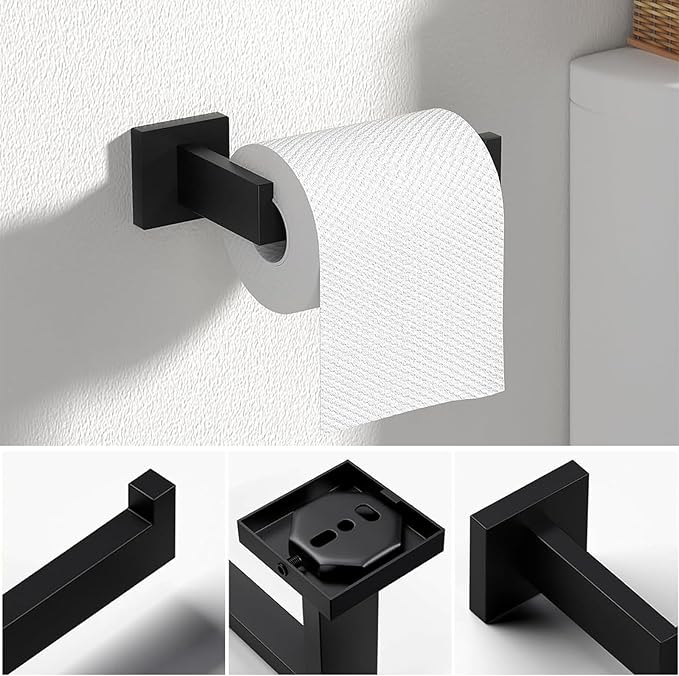 5 Piece Bathroom Towel Bar Set - SUS304 Stainless Steel Bath Towel Holder, 23.6 Inch Towel Racks for Bathroom Wall Mounted, Bathroom Hardware Accessories Set - Matte Black