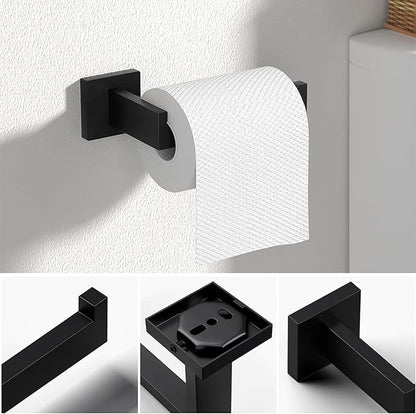 5 Piece Bathroom Towel Bar Set - SUS304 Stainless Steel Bath Towel Holder, 23.6 Inch Towel Racks for Bathroom Wall Mounted, Bathroom Hardware Accessories Set - Matte Black