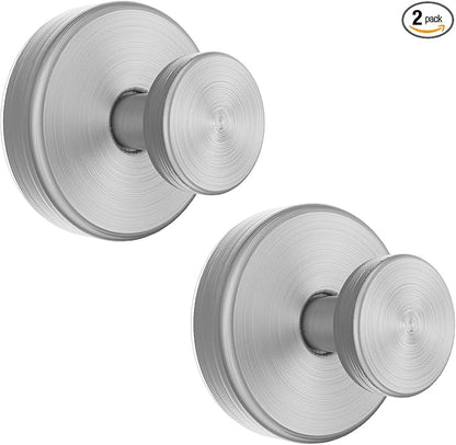 Shower Hooks for Inside Shower, Vacuum Suction Cup Hooks for Glass Window, Mirror, No Drill Towel Hooks for Bathrooms, Bath Robe Coat Looafh Wreath Hook for Hanging - 2 Pack, Silver