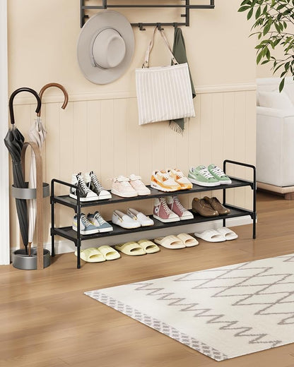 Kitsure Shoe Rack - 2-Tier Long Shoe Organizer with Handles & Non-Slip Feet, Rust-Resistant Metal Shoe Rack for Closet, Entryway, Bedroom, Living Room, 36.1" Wide - 2 Tiers, Black