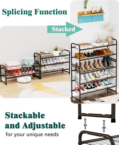 SUFAUY 2 Tier Shoe Rack, Closet Metal Shoe Rack Organizer Heavy Duty, Stackable, Bronze