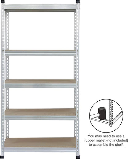 Amazon Basics Double Post Press Board 5 Tier Shelf 36 x 18 x 72, Aluminum | Medium Duty, Storage, Shelving