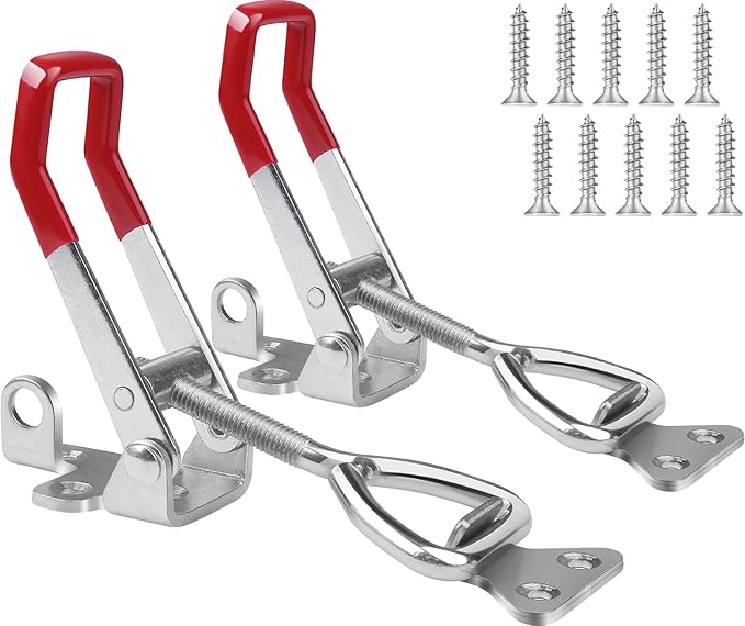 Heavy Duty Toggle Latch Clamp 4003, Large Adjustable Toggle Clamp Latch With Lock Hole, 1320Lbs Holding Capacity Pull Latch for Smoker Lid Jig, Tool Box Case - 2Pack (with 10PCS Screws)