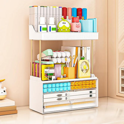 2 Pack Bathroom Counter Organizer - 3 Drawers Makeup Organizer, Cosmetic Storage Drawer for Dresser Countertop and Bathroom Vanity for Large Skincare, Perfume, Clear
