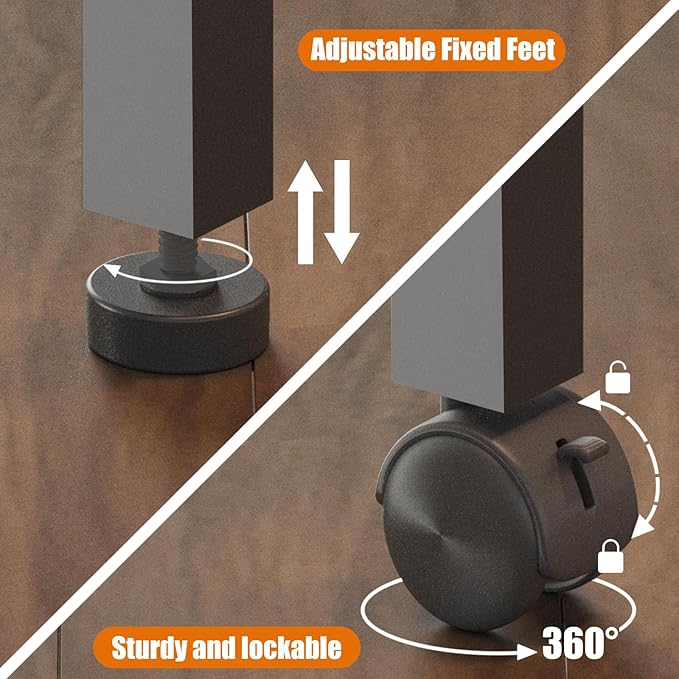 Large 22" x 15" Under Desk Printer Stand, 2-Tier Shelf Printer Table with Storage Fabric Drawer and Wheels, Rolling Cart for Home Office Fits 3D Printer, Scanner (Black)