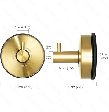 YOHOM Suction Cup Hooks for Shower Towel Holder Stainless Steel Vacuum Bathroom Shower Hook Suction Washcloth Hanger Kitchen Towel Rack for Robe Loofah Wreath Glass Door Window Wall Brushed Gold 2Pcs