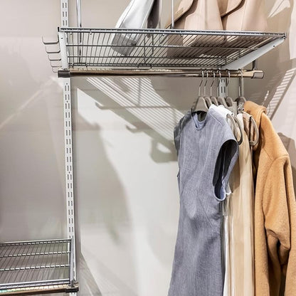 8 Pcs White Twin Rail Upright Wall Shelving System 25 Inch with Adjustable Shelf Bracket 11.5 Inch Heavy Duty Storage Rack Metal Support System for Kitchen Closet Home Indoor