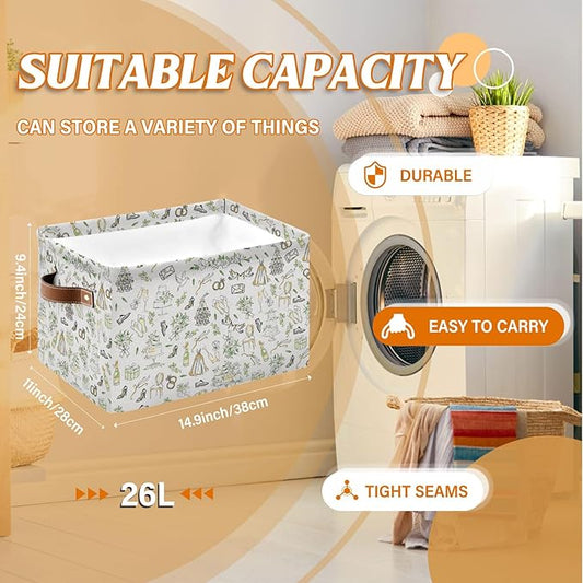 Rectangle Wedding Nursery Storage Basket, Wed Collapsible Storage Box Bin with Handles for Toy, Cake Storage Basket , Laundry Organizer for Room, Gifts for Chritsmas Thanksgiving 14.9x11x9.4in