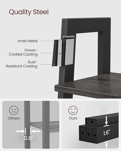 VASAGLE Ladder Shelf, 4-Tier Bookshelf, Storage Rack, Bookcase with Steel Frame, for Living Room, Home Office, Kitchen, Bedroom, Industrial Style, Charcoal Gray and Ink Black ULLS044B04