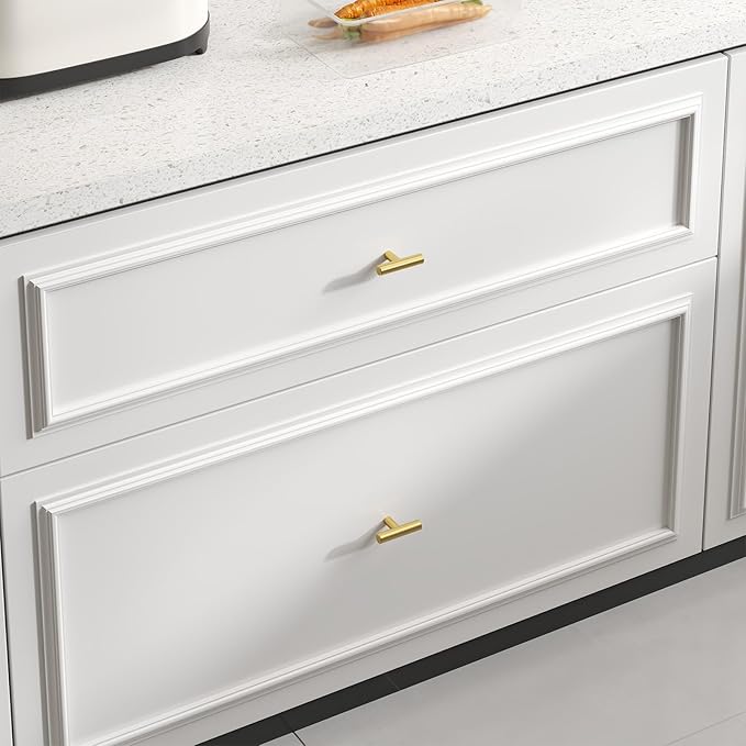 goldenwarm 25 Pack Brushed Brass Cabinet Bar Handle Pull Knob Metal Drawer Handles - LS201GD Gold Knobs for Kitchen Cabinets Brass Kitchen Dresser Cupboard Door Hardware