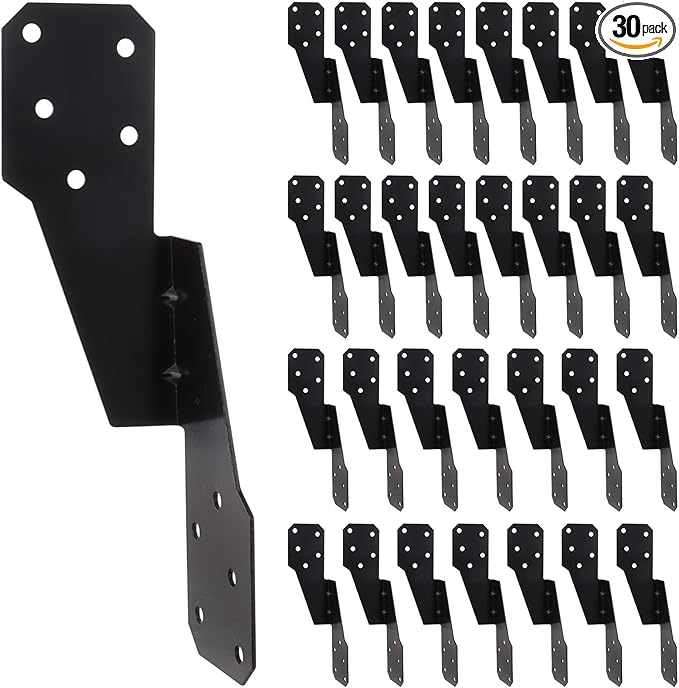 30 Pack Heavy Duty Hurricane Ties with Black Powder-Coated, Hurricane Straps Trusses/Rafters Ties Brackets Joist Hangers for Wood, Shed, Roof