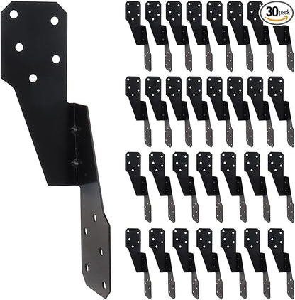 30 Pack Heavy Duty Hurricane Ties with Black Powder-Coated, Hurricane Straps Trusses/Rafters Ties Brackets Joist Hangers for Wood, Shed, Roof