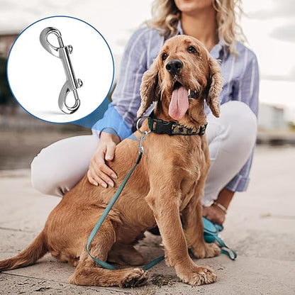 8 PCS Double Ended Snaps, 3.5 Inch Zinc Alloy Trigger Metal Clip, Silver Double Ended Snap Hooks for Pet Dog Leash, Water Bucket Hooks, Key Holder, Carabiner, Home, Farm, Other Indoor and Outdoor.