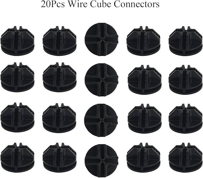 20Pcs Wire Cube Connectors, Black Wire Grid Storage Cubes Shelf Connectors 3.6cm Plastic Connectors for Wire Cube Storage Shelving Unit and Modular Closet Organizer, SATONBEYI, Black-20pcs