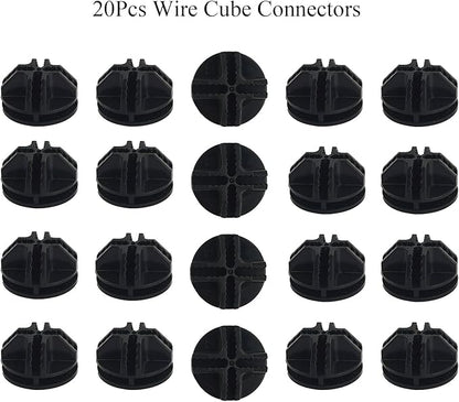 20Pcs Wire Cube Connectors, Black Wire Grid Storage Cubes Shelf Connectors 3.6cm Plastic Connectors for Wire Cube Storage Shelving Unit and Modular Closet Organizer, SATONBEYI, Black-20pcs